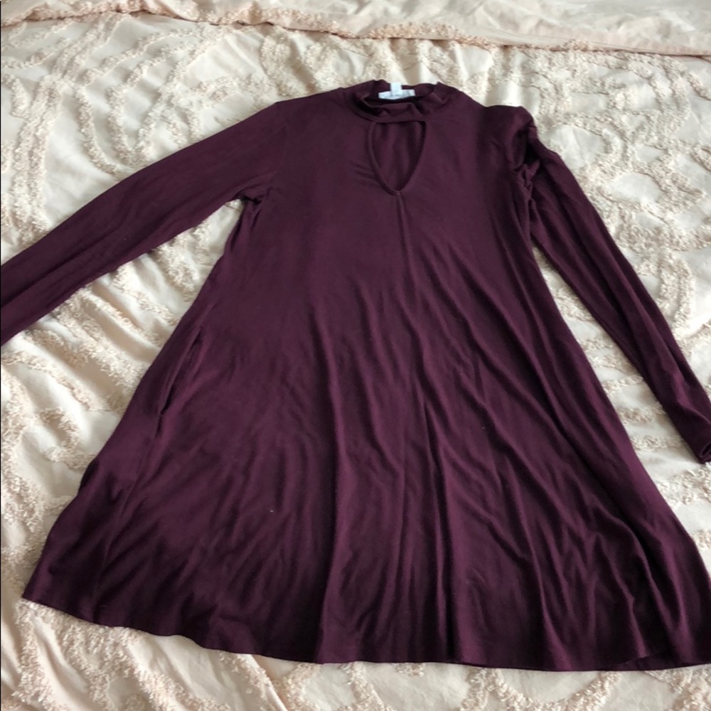 Eggplant colored long sleeves cotton dress